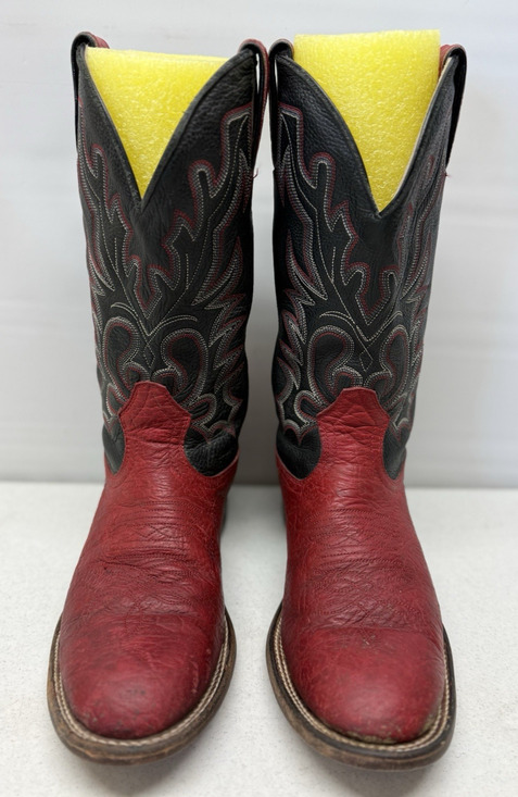 BOULET Boots 2207 Red & Black Leather Mid-Calf Western Boots Mens Size 7 main image 6